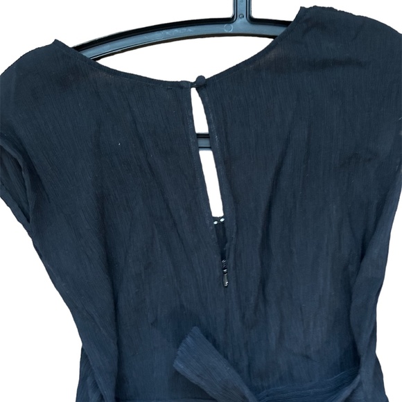 Anthropologie Black Wide Leg Jumpsuit Romper Tie Waist Cocktail Size 4 - Picture 3 of 10